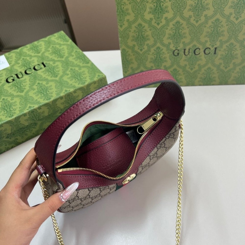 Gvc*1 Ophidia Small Shoulder Bag Beige And Dark Red Gg Fabric 22Cm 838463 Fae0P 9789