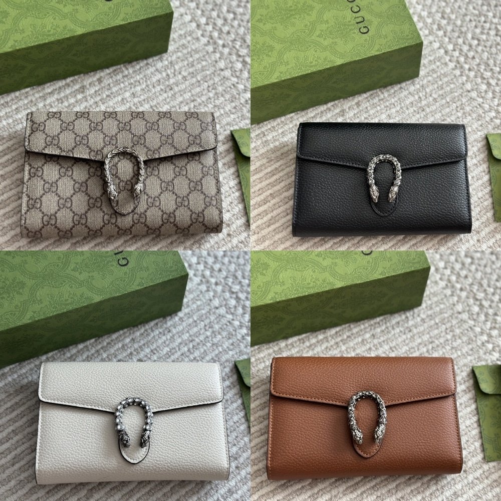 Gvc*1 Dionysus Gg Svp*me Chain Wallet Beige And Ebony 20Cm 401231 Khnsn 8642