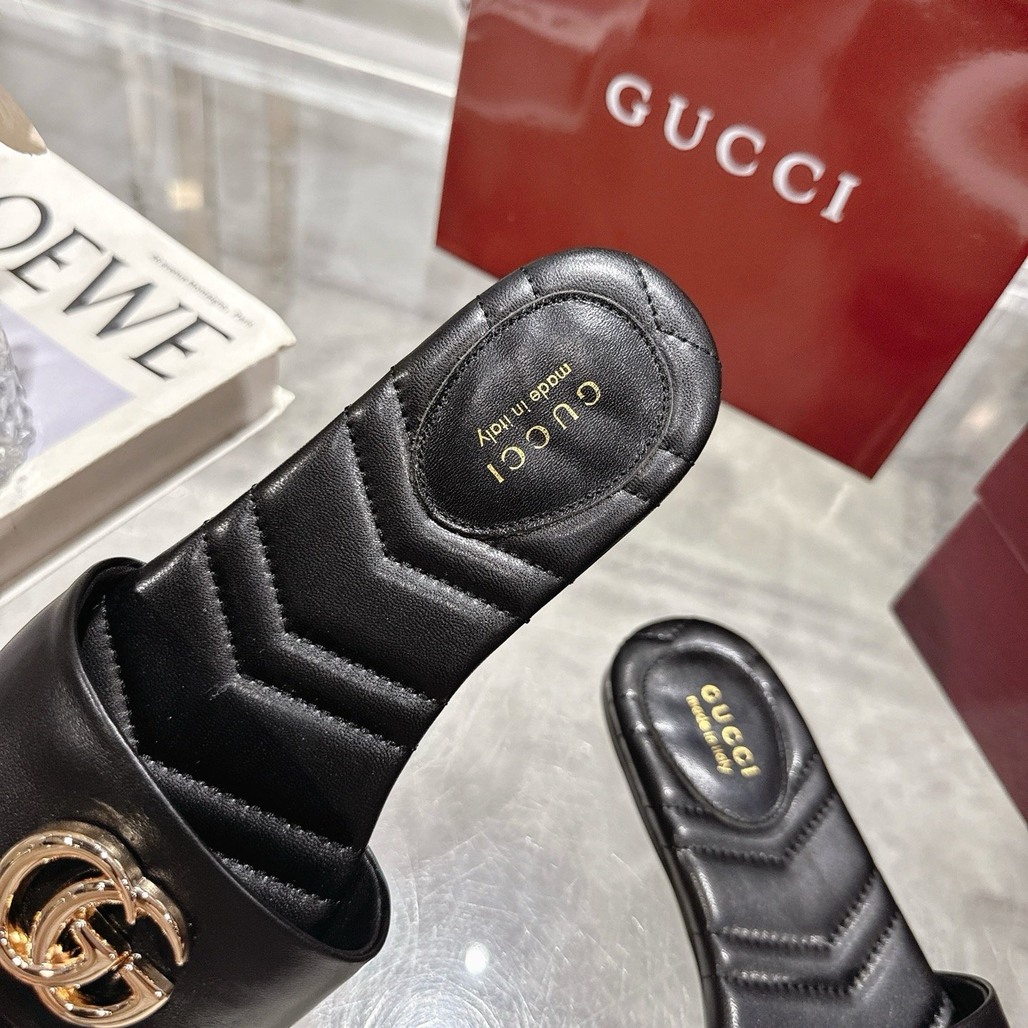 Gvc*1 Women Slide Sandal With Double G Black 832449 Bko00 1000