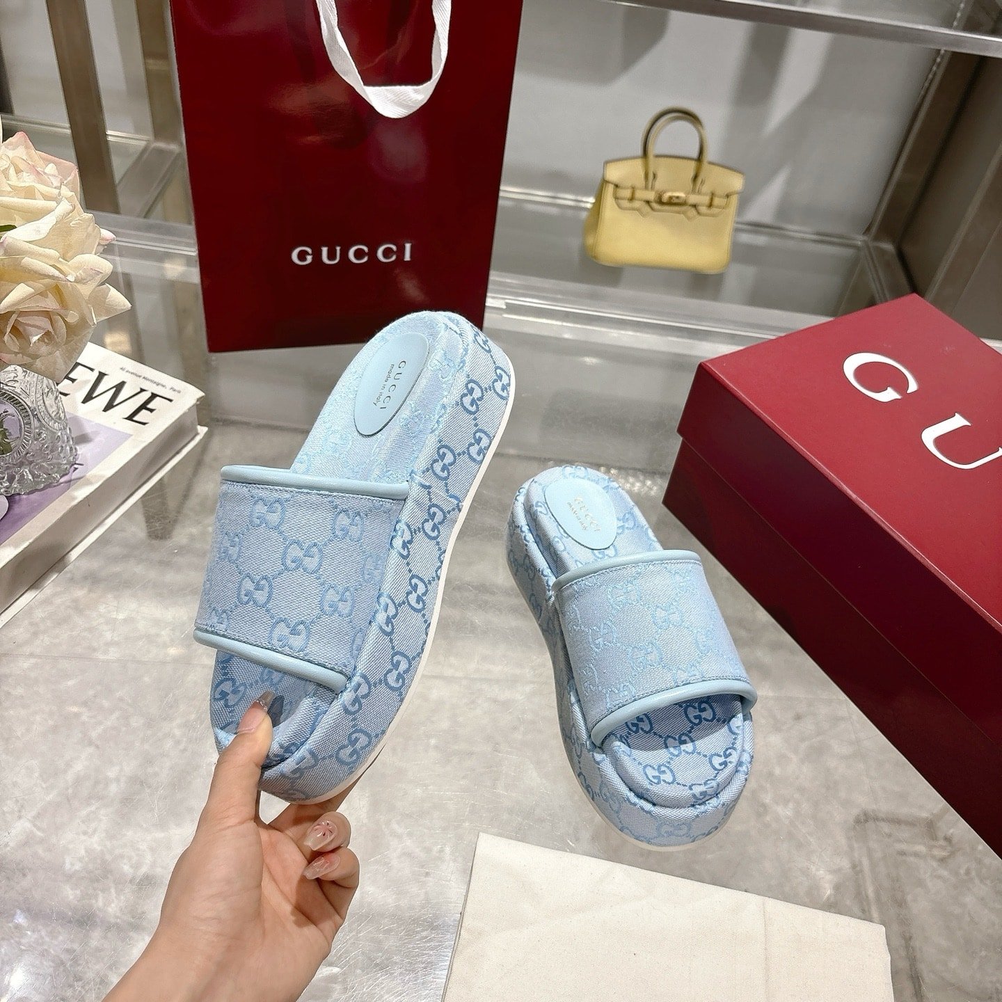 Gvc*1 Women’s Gg Platform Sandal Light Blue 816797 Fad9D 4952