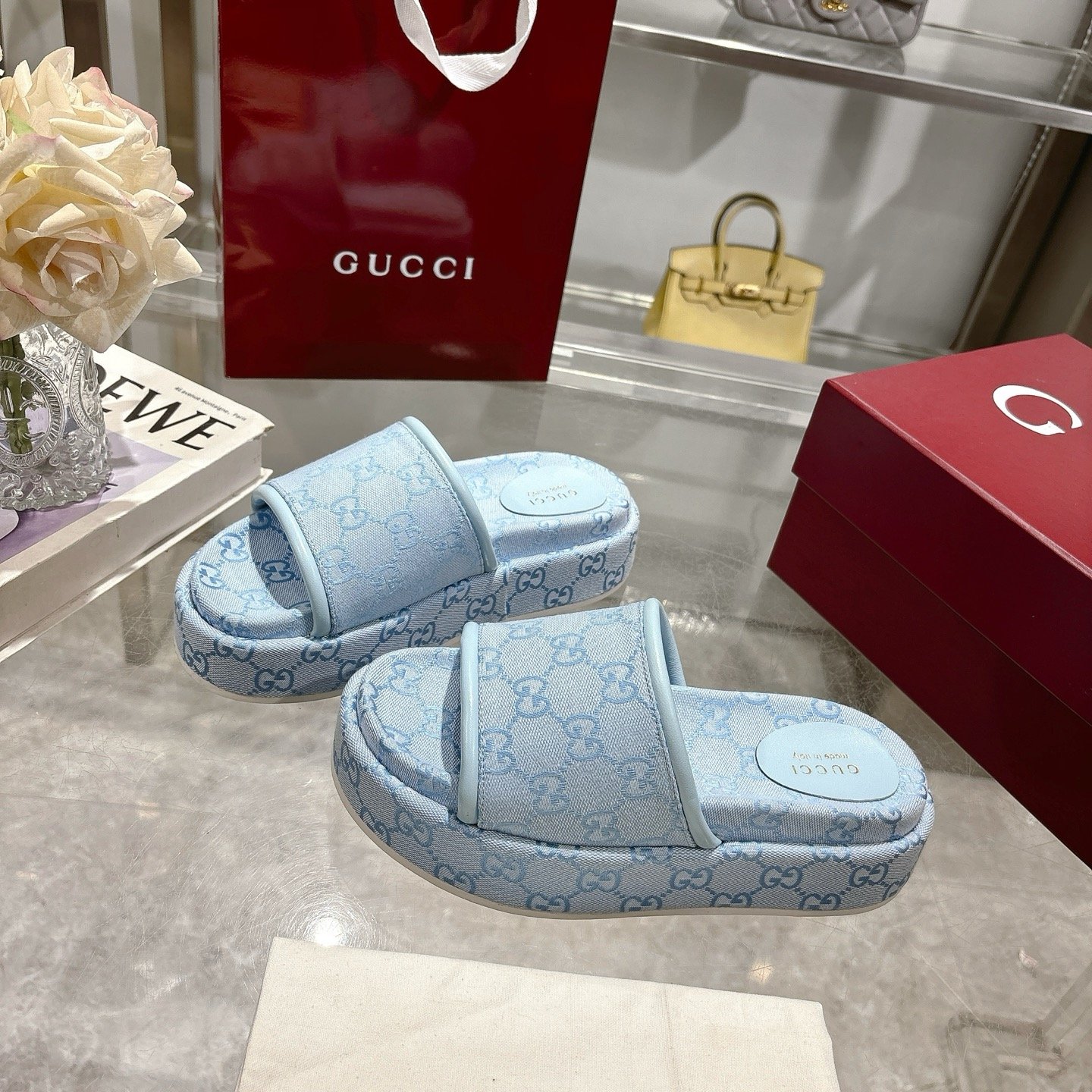 Gvc*1 Women’s Gg Platform Sandal Light Blue 816797 Fad9D 4952