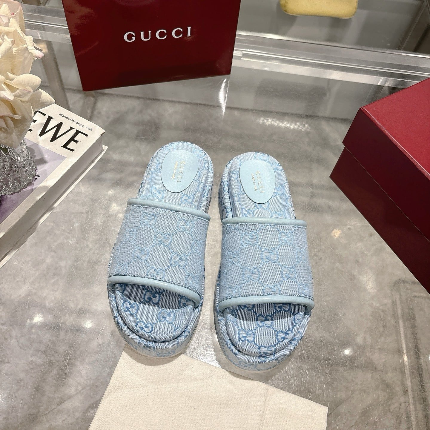 Gvc*1 Women’s Gg Platform Sandal Light Blue 816797 Fad9D 4952
