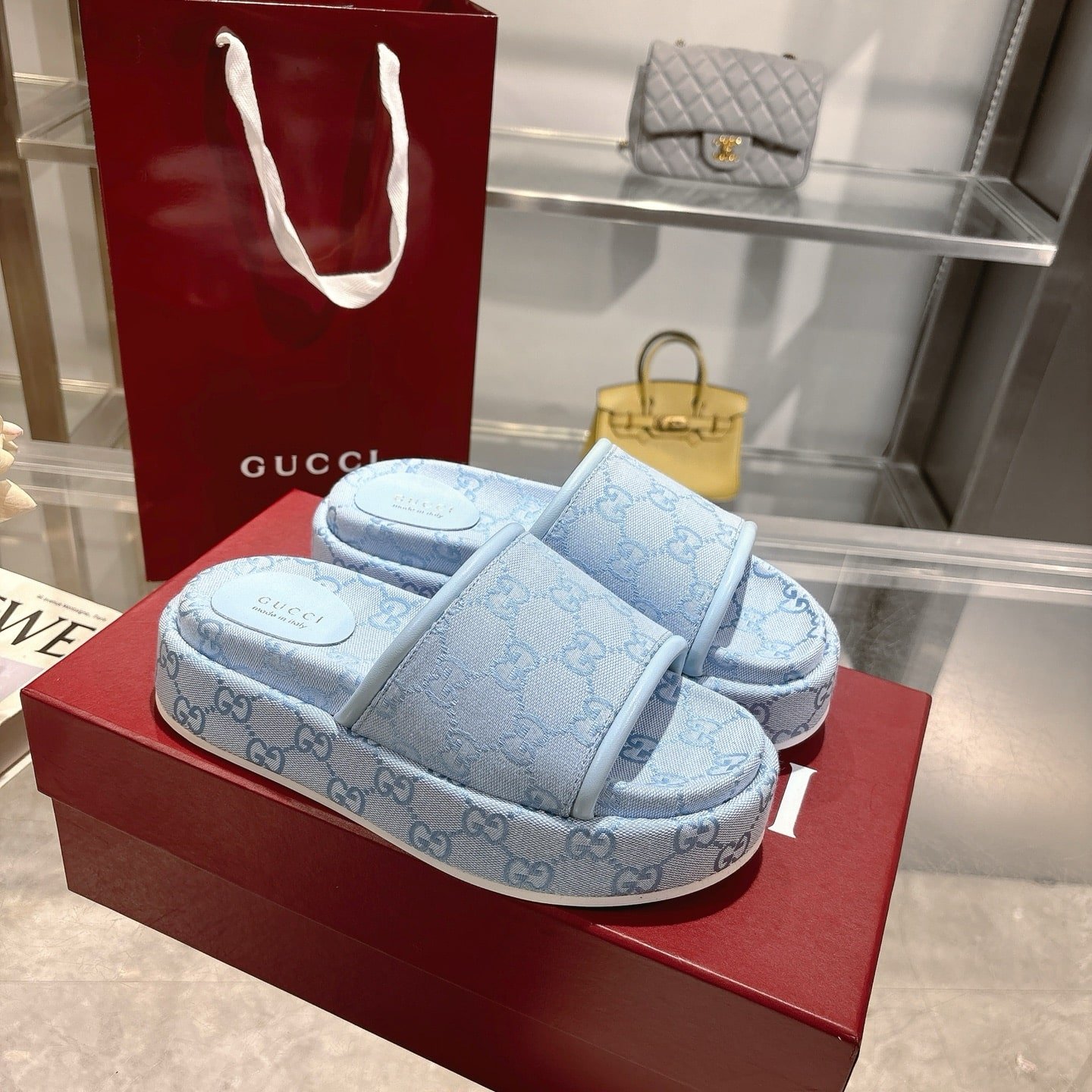 Gvc*1 Women’s Gg Platform Sandal Light Blue 816797 Fad9D 4952