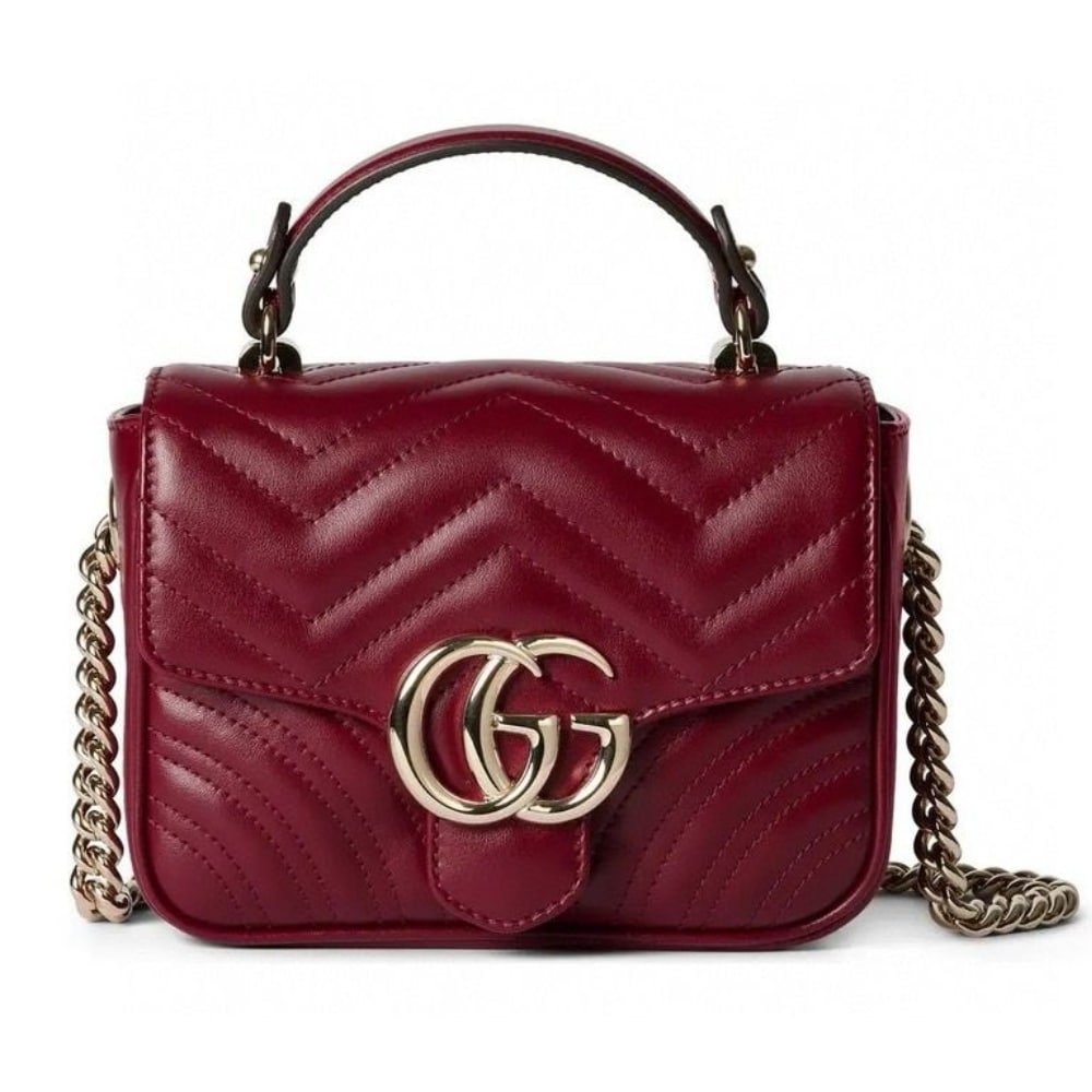 Gvc*1 Gg Marmont Mini Top Handle Bag Red 17Cm 811238 Aaeck 6207