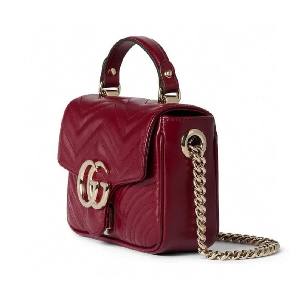 Gvc*1 Gg Marmont Mini Top Handle Bag Red 17Cm 811238 Aaeck 6207