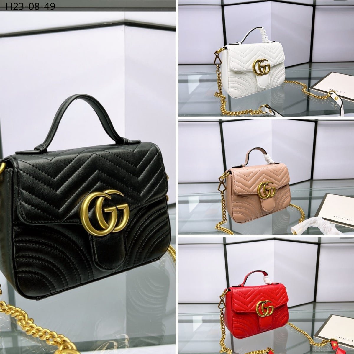 Gvc*1 Gg Marmont Mini Top Handle Bag Black 20Cm 547260 Dtdit 1000