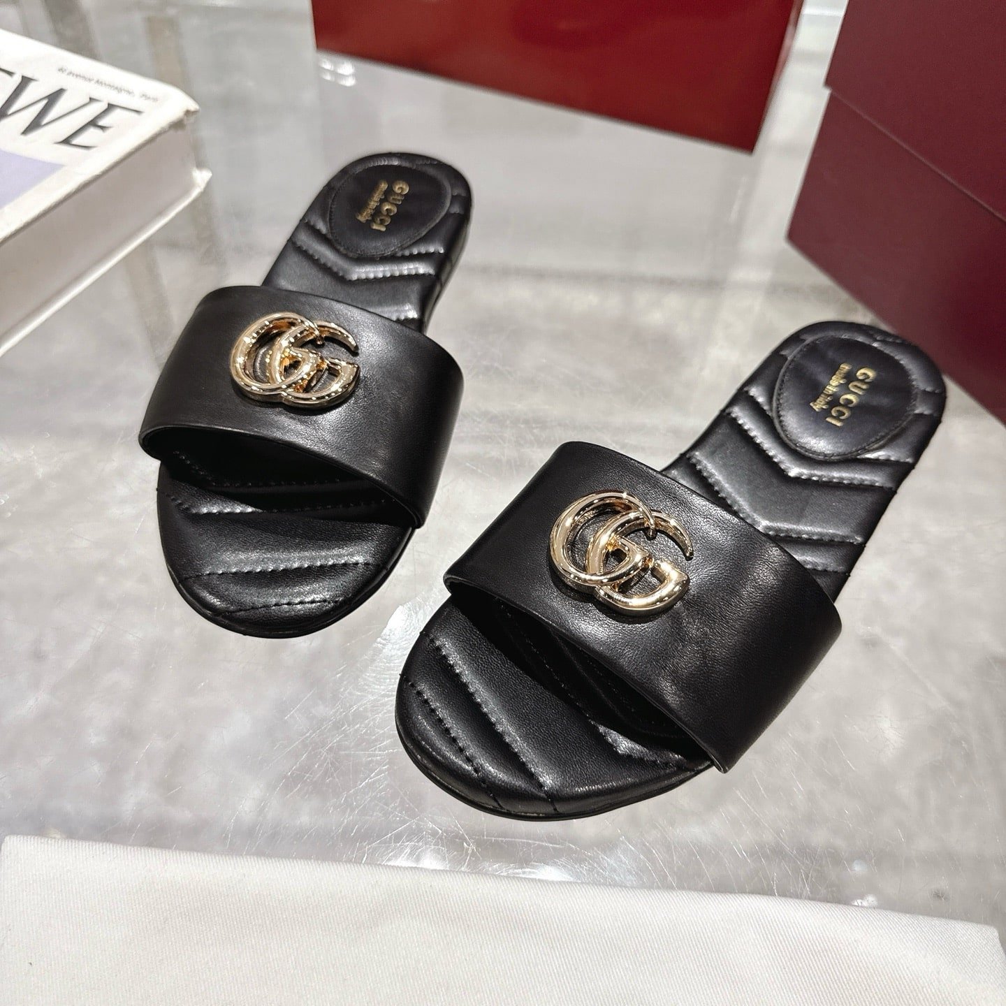 Gvc*1 Women Slide Sandal With Double G Black 832449 Bko00 1000